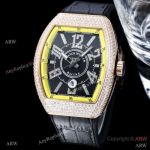 Luxury Franck Muller Vanguard Racing v45 Black Yellow Dial with Diamond Arabic